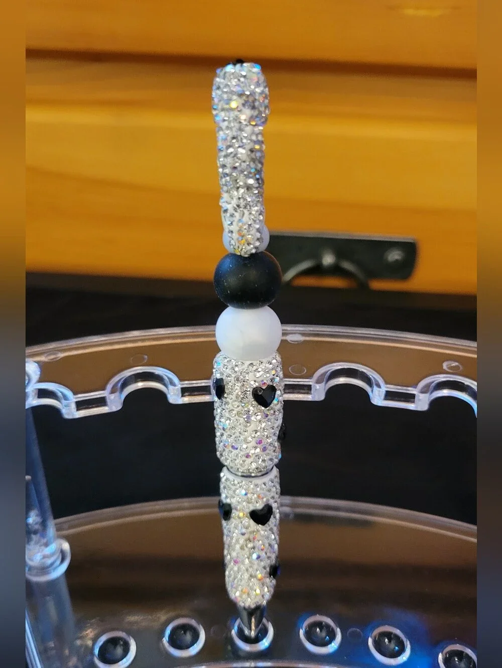 Sparkling Butterfly Beaded Blingy Handmade Pen- Black and White